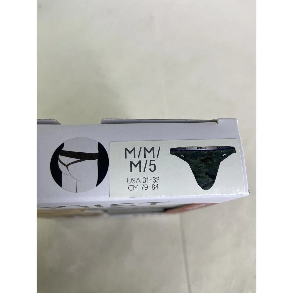 2xist Sliq Micro Y-Back Thong Underwear Green Camo Camouflage Print Mens Size M